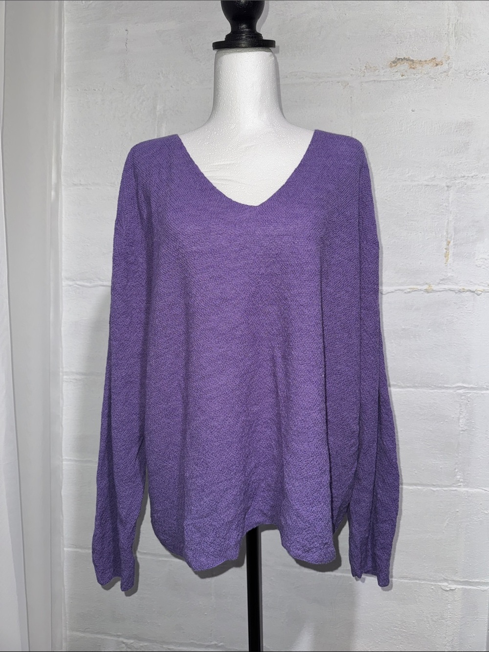 Eileen Fisher Purple V-Neck 100% Wool Sweater